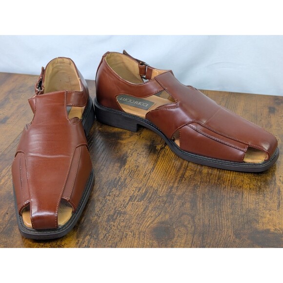Lucio Ricci Mens Fisherman Dress Sandals Brown Leather Vent Toe Shoes Sz 9 main image 10
